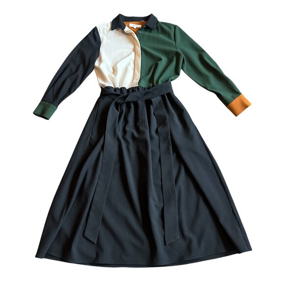 Chinti & Parker Long Sleeve Color Block Dress Knee Length w/ Belt Size 4 Women's - Picture 1 of 12